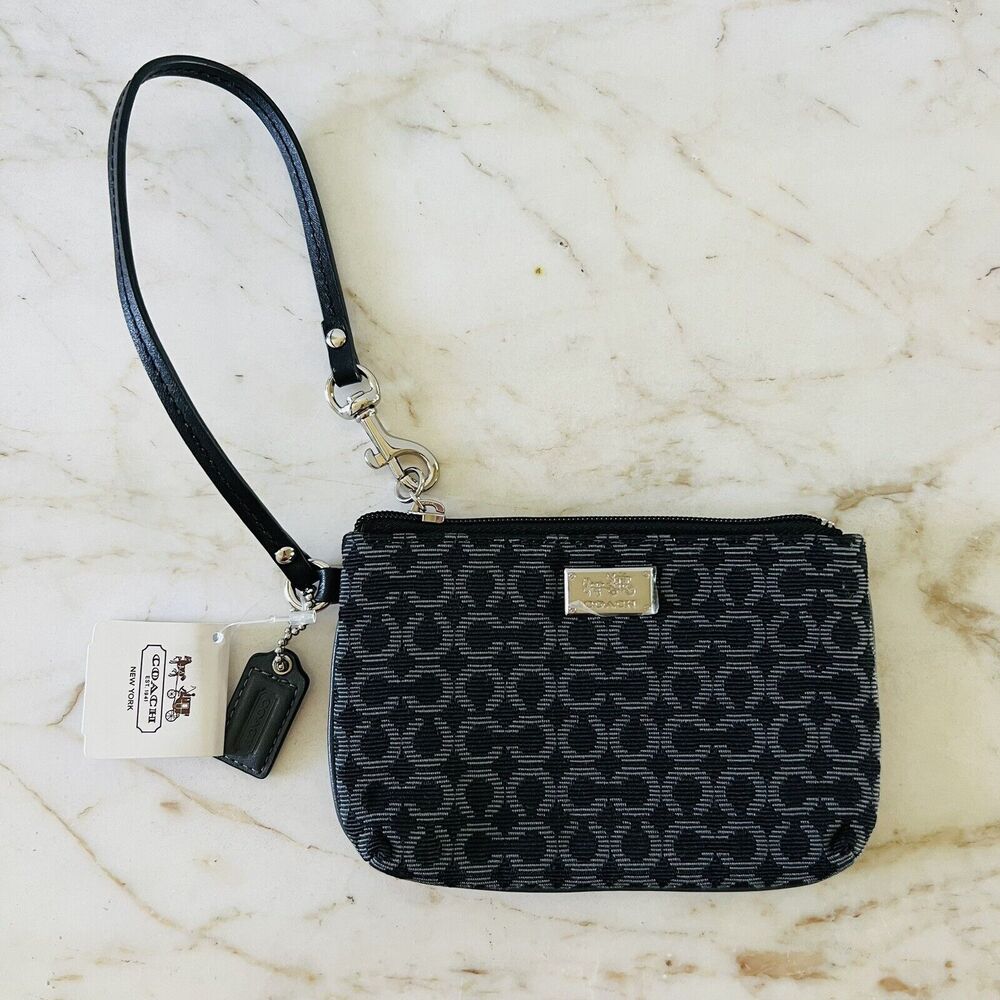COACH Maison Black White Op Art Small Pouch Wristlet